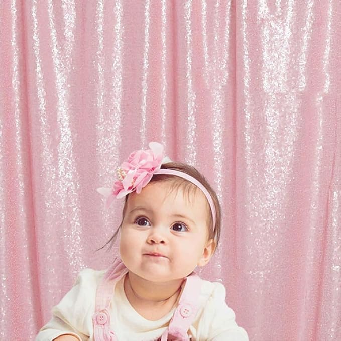 Pink Sequin Backdrop for Party Decor 10FTx10FT | 1 Panel, Glitter Sequin - Image 2