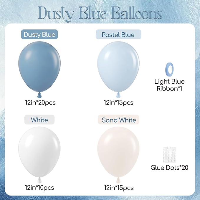 60pcs Dusty Blue Balloons 12inch - Image 2