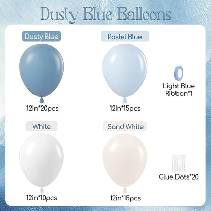 60pcs Dusty Blue Balloons 12inch - Image 2