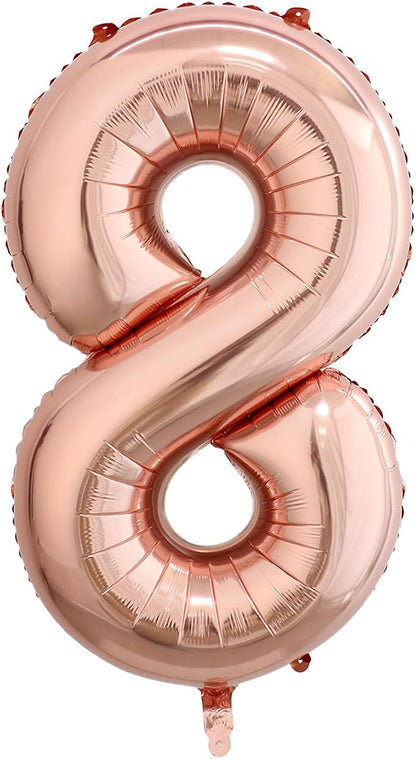 40 Inch Rose Gold Number 8 Balloon, Giant Number Balloons, Birthday Decor | by Unknown