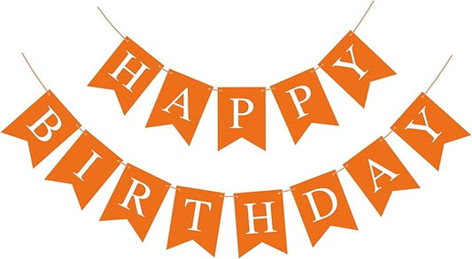 Orange Happy Birthday Banner Birthday Sign by Hooqict