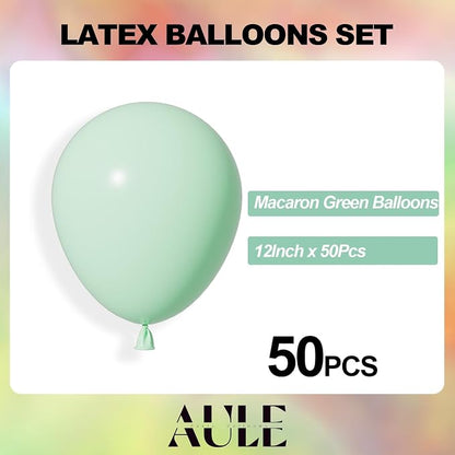 AULE 50Pcs Latex 12 Inch Mint Green Balloons Pastel Green | Helium Party Happy - Image 2