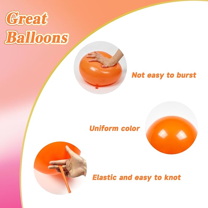 60pcs Pink and Orange Balloons 12inch, Metallic Gold Hot Pink Orange Balloons - Image 3