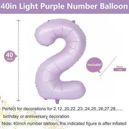 40 Inch Purple Number Balloons Light Purple 2 Balloon Matte purple Birthday - Image 2