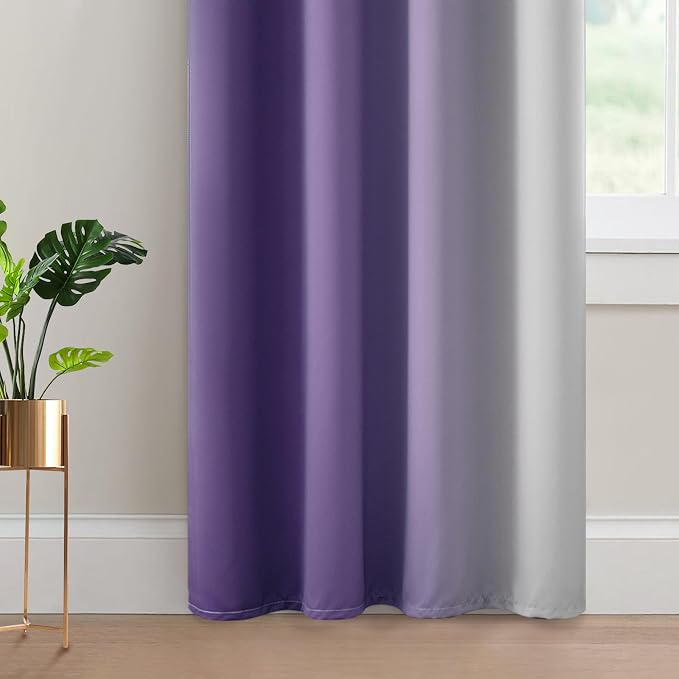 Yakamok Ombre Curtains Lavender Purple and Greyish White - Image 4
