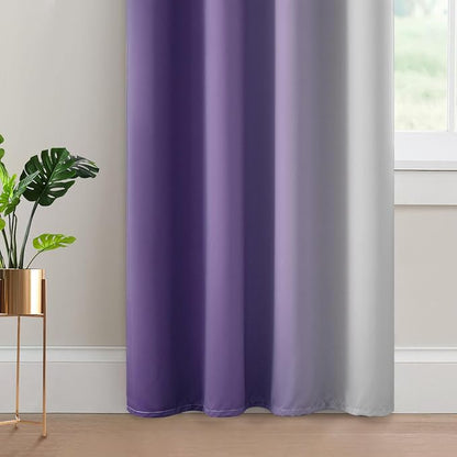 Yakamok Ombre Curtains Lavender Purple and Greyish White - Image 4