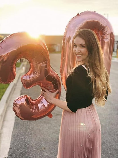 40 Inch Number 17 Balloon for 17th Year Old Birthday Decorations, Rose Gold | - Image 5