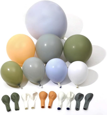 Dusty Green Blue Balloon Garland – Double Stuffed Baby Blue Sage Green White - Image 7