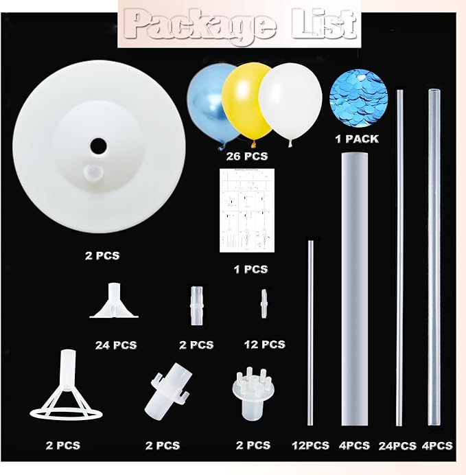 HIINS Metallic Blue Gold Balloon Column Kit Set of 2 - Image 2