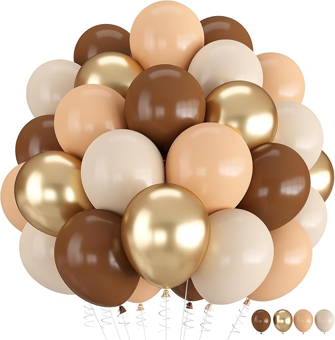 Balloons Brown and Gold, 60 Packs 12 Inch Retro Brown Cream Beige Balloon Sand by Togvu