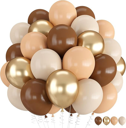 Balloons Brown and Gold, 60 Packs 12 Inch Retro Brown Cream Beige Balloon Sand by Togvu