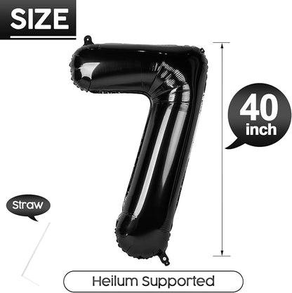 7 Balloon - Black Birthday Number Balloons, 40 Inch Decorations Men Women | - Image 5
