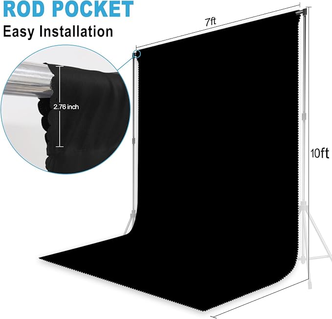 Black Photography Backdrop for Photoshoot, 7x10 FT | Versatile Studio Photo - Image 2