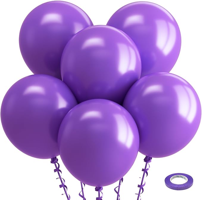 Bezente Purple Balloons 18 Inch 30 Pack Latex Large Thick | Purple Balloons Big by Bezente