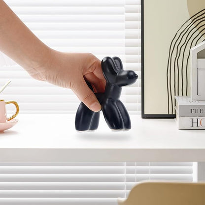 Notakia Cute Ceramics Black Balloon Dog Statue Crafts Living Room Desktop - Image 7