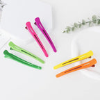 AIMIKE Hair Styling Accessories - 6pcs No-Crease Duck Bill Clips with Silicone Band for Sectioning, Roller, Cutting and Salon Use in Neon Colors
