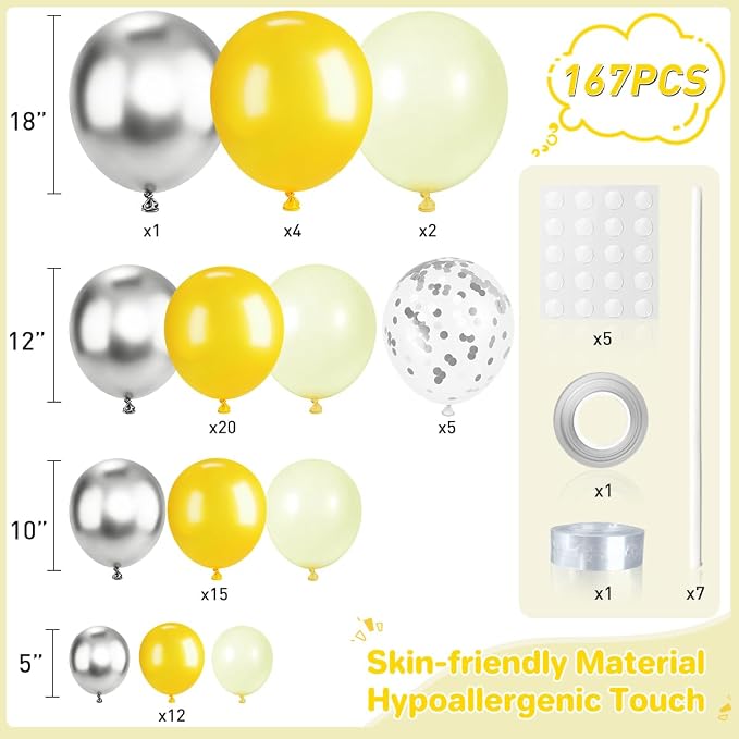 Yellow Silver Balloon Garland Arch Kit - Image 2