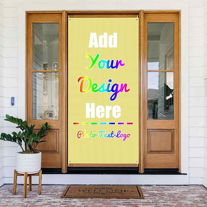 Personalized Door Cover, Khaki | Decorations Banners and Signs, Photo Text Logo by ZOLRITH