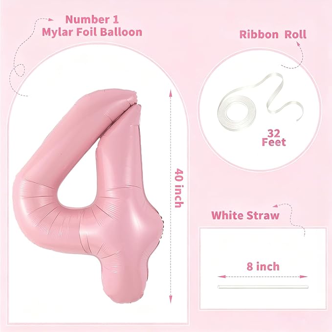 Number Balloons Pink Party Balloon - Image 2