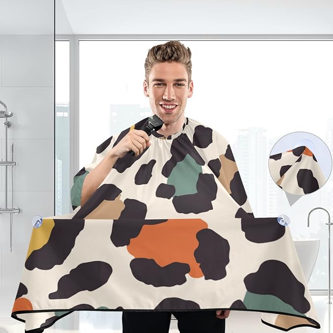 ALAZA Vintage Elegant Leopard Spot Barber Cape for Men Women, Waterproof Haircut Apron Beard Shaving Bib Hair Cutting Cloth 55 x 65 Inch