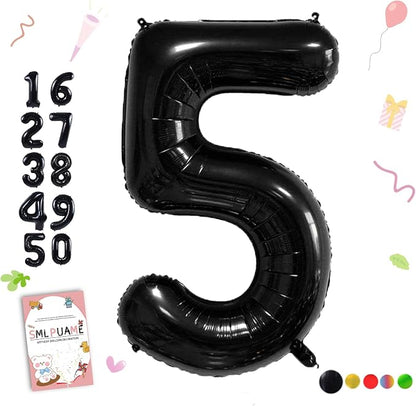 40 inch Number Balloon 0-9 Black Large Number 5 Balloons, Digital Balloons by Smlpuame