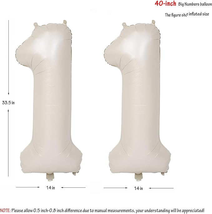 40 In Cream white Number Balloons Helium Foil Mylar Balloon Digital 11 | - Image 2