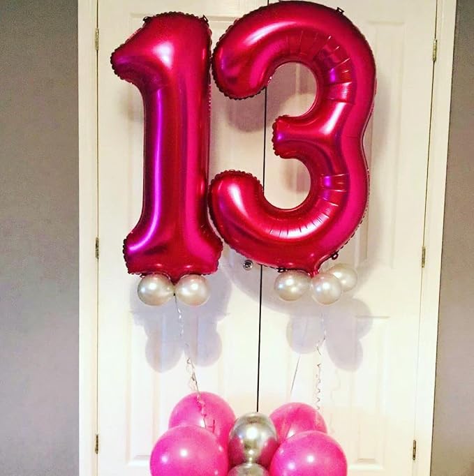 40 Inch Hot Pink 13 Number Balloons Giant Jumbo Huge 13 or 31 Foil Mylar Helium - Image 3