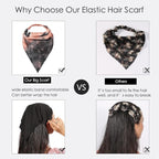 6 Pack Hair Scarf Headband for Women Elastic Bandana Head Scarf Large Boho Triangle Kerchief with Clips Non Slip Scarves