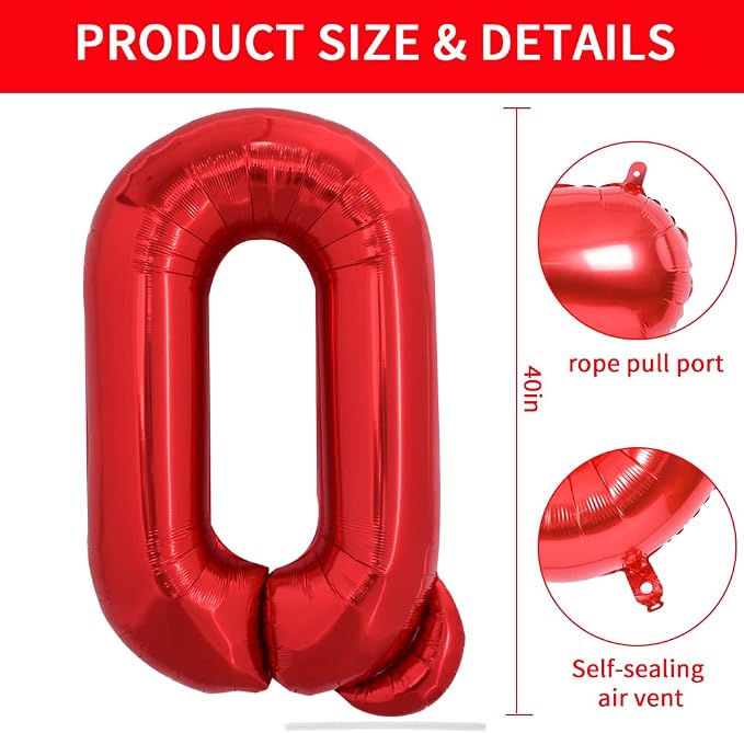 TONIFUL 40 Inch Large Bright Red Letter Balloons A-Z, Giant Jumbo Helium Foil - Image 2