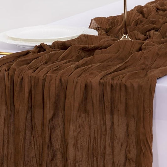 Cheesecloth Table Runner Summer Boho Wedding Birthday Party Home Decor | Brown by Socomi