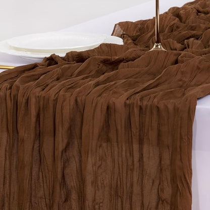Cheesecloth Table Runner Summer Boho Wedding Birthday Party Home Decor | Brown - Image 6