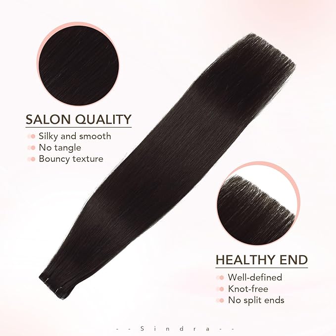 Sindra Invisi Edge Tape in Hair Extensions Human Hair, Dark Brown 22inch 60g 20pcs Injected Tape-ins Seamless Invisible Extensions