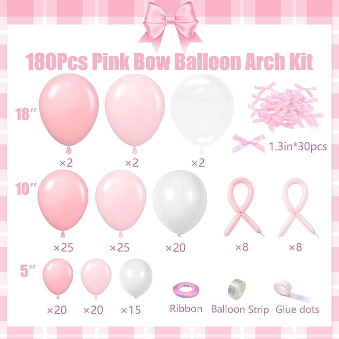 Pink Bow Balloons Garland Arch Kit - Image 2