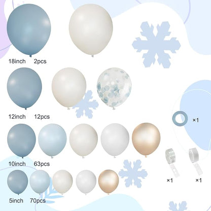 150Pcs Dusty Baby Blue Balloon Arch Garland Kit, Sand White Slate Fog Pastel - Image 2