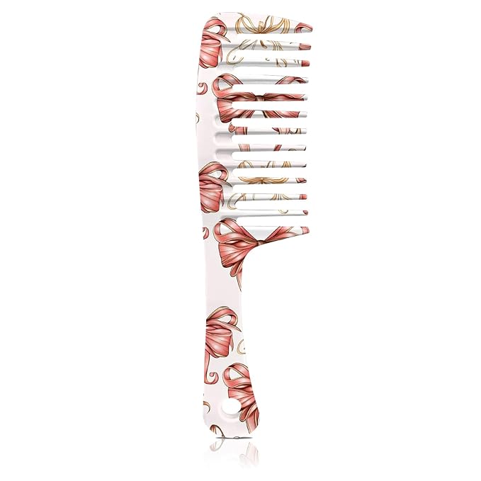 Wide Tooth Comb,Effortless Tangle Removal for Curly, Wet, Long Hair Wet,Cute Aesthetic Design for Women Men and Girls (Pink-08)