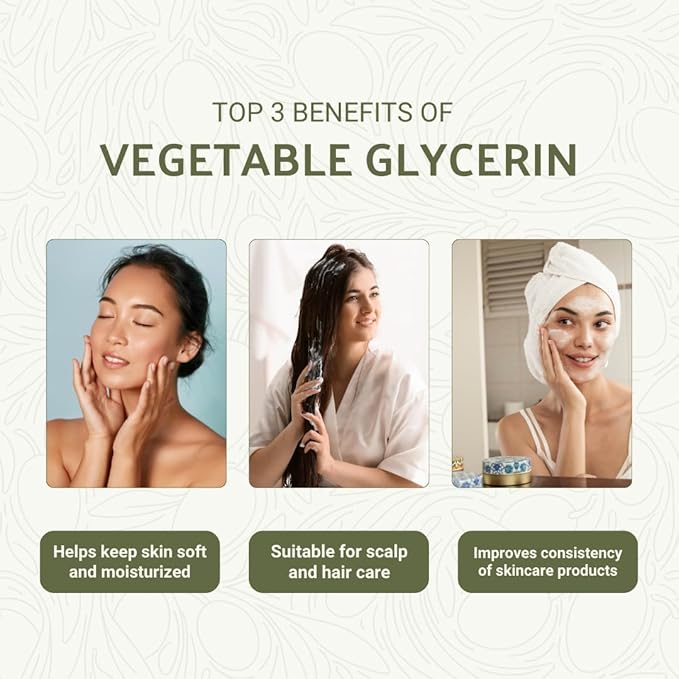 Vegetable Glycerin Oil - 100% Pure Plant Based Glycerol for DIY Skincare, Hair Care, Soap Making & Cosmetics - Vegan Moisturizing Humectant for Lotions & Creams - USP Grade 1 Gallon