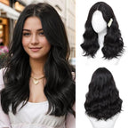 Dark Brown Wig for Women, 18 Inch Middle Part Wavy Curly Wigs Synthetic Heat Resistant Soft deep wave Wig for Women Daily Use (Dark Brown, 18 Inch)