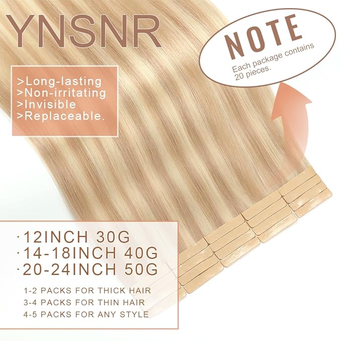Tape in Hair Extensions Human Hair Brownish Brown to Brownish Yellow 22 Inch 20Pcs Tape Ins for Women Straight Invisible Seamless Remy