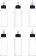 6 Pcs 2oz Plastic Squeeze Bottles with Twist Top Cap, 60ml Clear Dispensing Bottles, Empty Squirt Bottle for Liquids, Sauces, Arts, Crafts, Travel