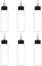 6 Pcs 2oz Plastic Squeeze Bottles with Twist Top Cap, 60ml Clear Dispensing Bottles, Empty Squirt Bottle for Liquids, Sauces, Arts, Crafts, Travel