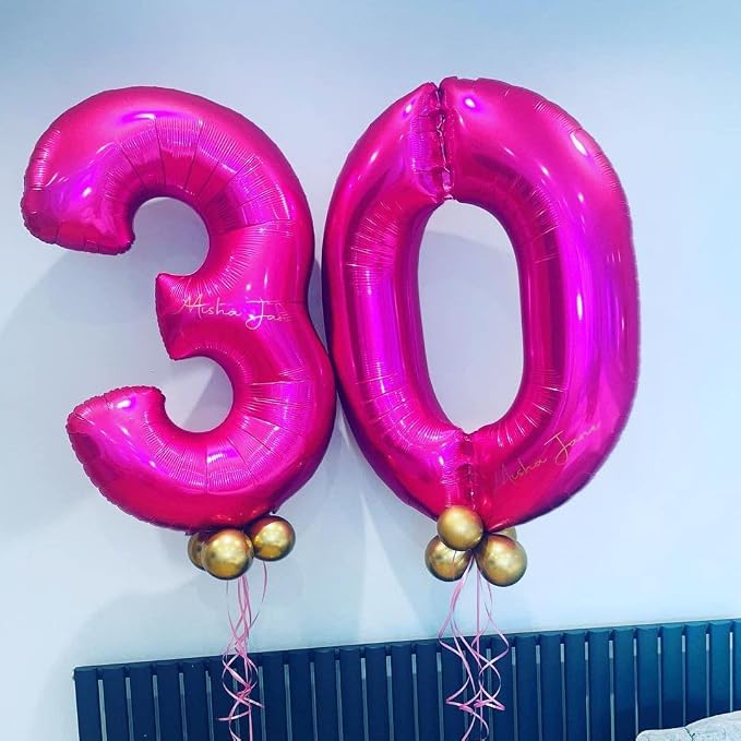 Hot Pink 30 Balloon Numbers, 40 Inch 30 Birthday Balloon Foil Mylar Number 30 - Image 5