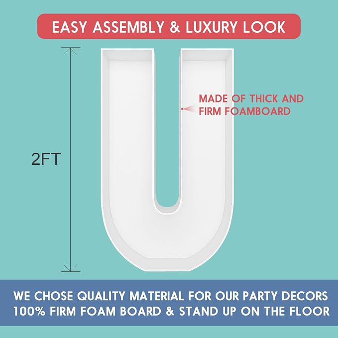 2FT Letter U Mosaic Balloon Frame Letter DIY Fillable Letters Kit - Image 2