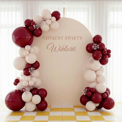 RUBFAC Burgundy Balloons Different Sizes Ruby Red Balloon Arch 129pcs | Latex - Image 6