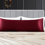 Aormenzy Satin Body Pillow Cover Set of 2, 20x54 Inches Burgundy Body Pillow Case for Adults, Silky Soft & Cooling Body Pillow Pillowcase with Envelope Closure
