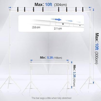 EMART Backdrop Stand 10x10ft Photo Studio Adjustable Background Stand Support - Image 2