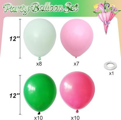 Pink and Green Balloons, 12 Inch Hot Pink Sage Green Balloons - Image 2