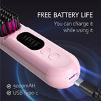Mindrain Mini Cordless Hair Straightener Brush Pro A+, Portable Straightening Brush for Travel, Ionic Hot Comb Straightener, USB Rechargeable, It can be Used While Charging, Gifts for Women. (Pink)