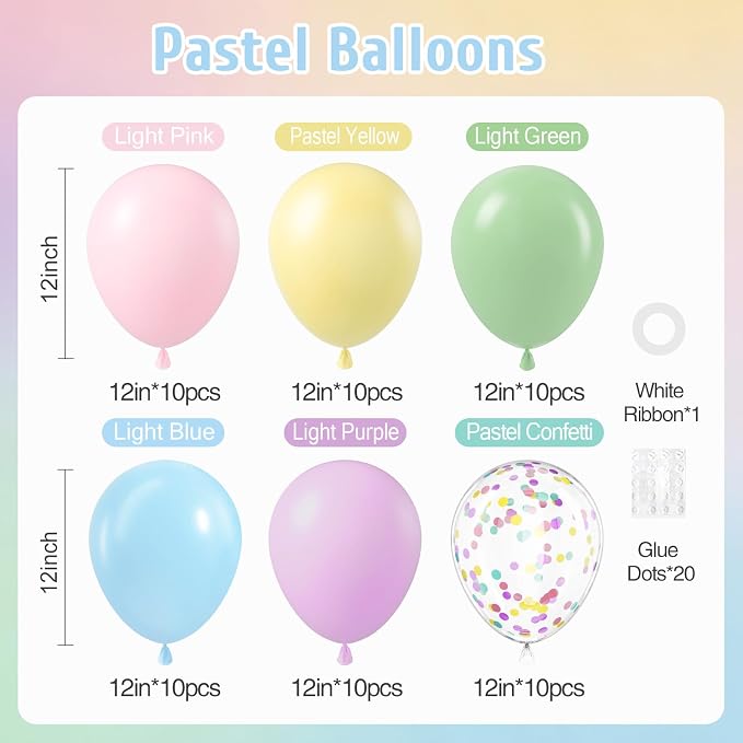 60pcs Pastel Balloons 12inch - Image 2