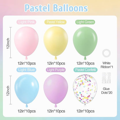 60pcs Pastel Balloons 12inch - Image 2