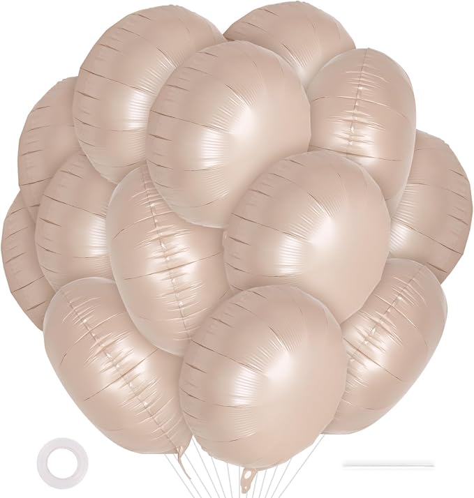 20 Pcs Beige White Round Shaped Balloons, 18 Inch Round Foil Balloon, Giant by YOTHORN